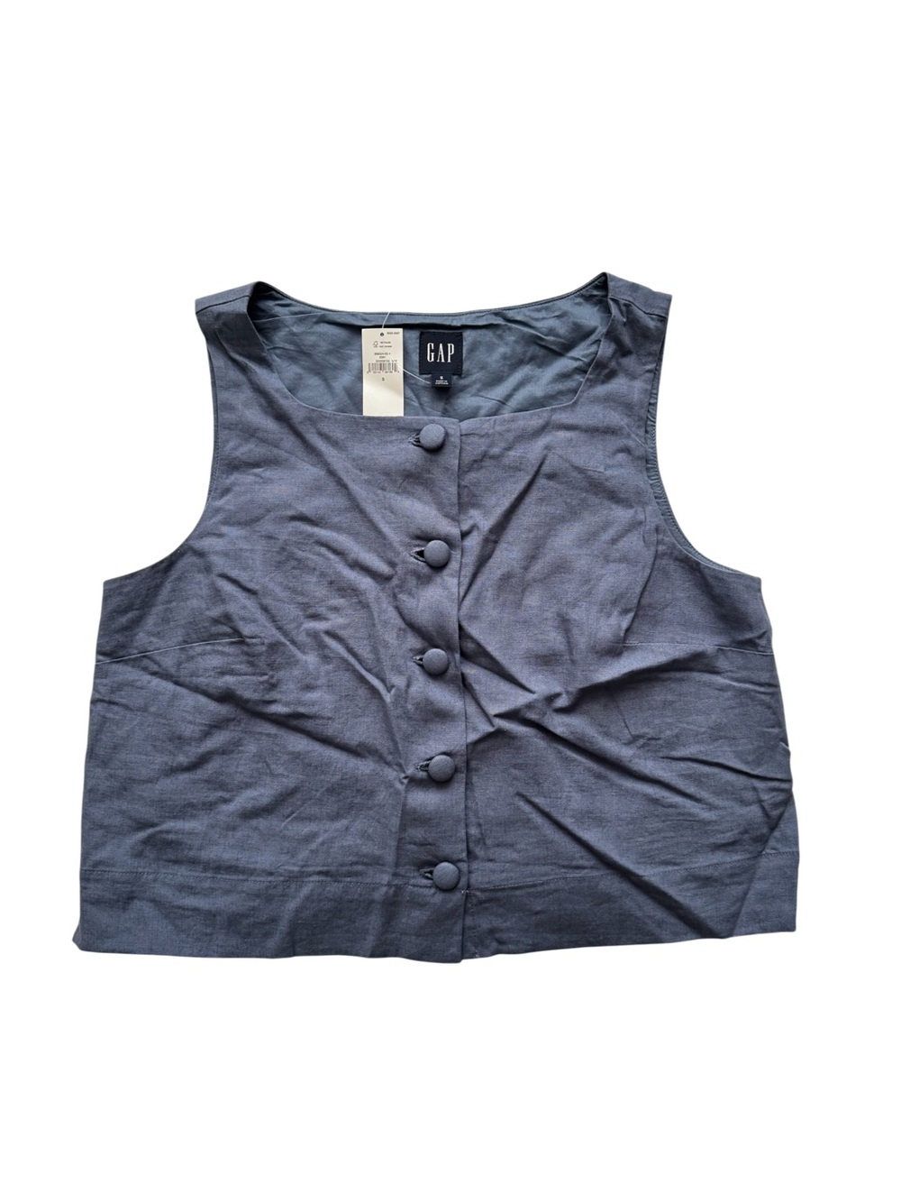 GAP Linen-Blend Button-Front Shell Top - Picture 4 of 9